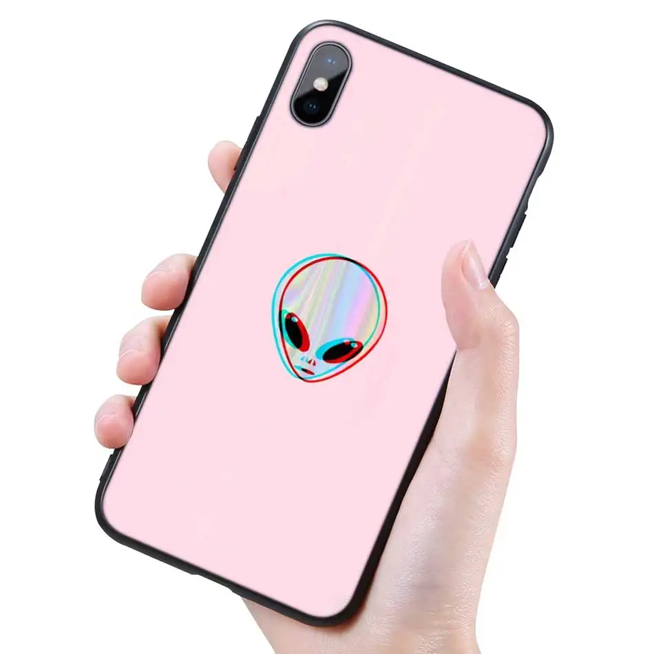 Силиконовый черный чехол для iPhone 11 Pro XR X XS MAX 7 8 6 6S Plus 5 5S SE 5C 7Plus 8Plus телефон Alien Believe UFO ET cute