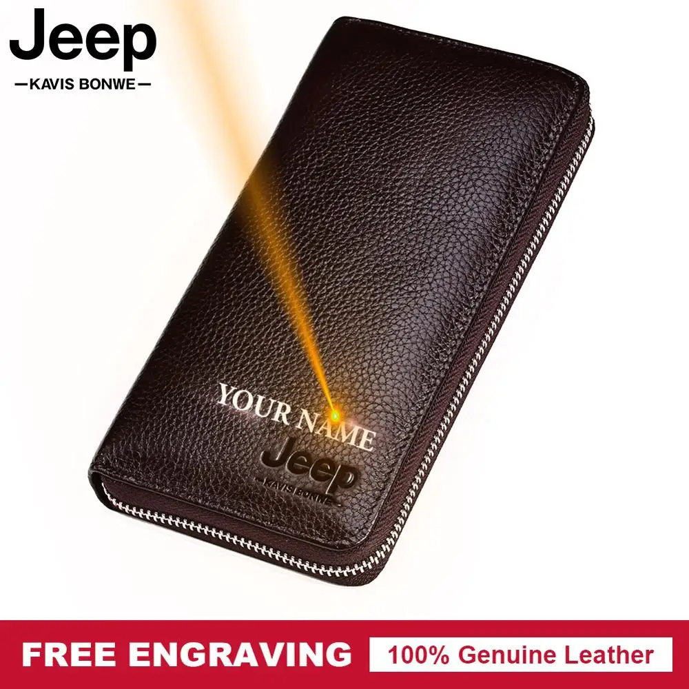 

Free Engraving Name Business Genuine Cow Leather Men Wallet Coin Purse Male Long Card Holder Clutch Phone Bag Gift For Men