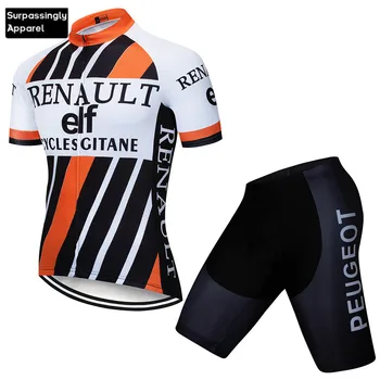 

Orange ELF Cycling Sets Men 2019 Summer Breathable Riding Bike Bicycle Jersey 9D Padded Cycling Shorts Clothing Bike Jersey Set