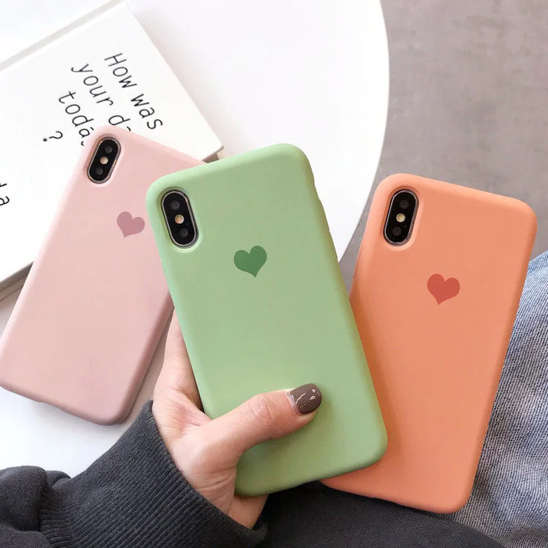 

JASTER Case For iPhone 7 8 6 6S Plus Candy Color Love Heart Phone Case for iPhone XR Xs Max X Dinosaur TPU Soft Silicone Cover