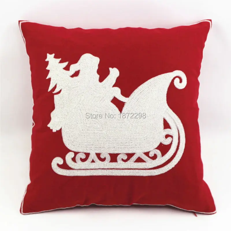 Christmas Tree Sled Embroidered Lumbar Pillow