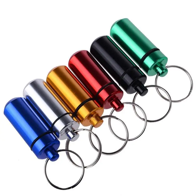 5Pcs/set Waterproof Pill Box Key Chain Aluminum Pill Box Case Bottle
