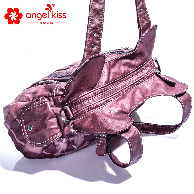 Женские кошельки и сумки Angelkiss из мягкой кожи с эффектом потертости большие на