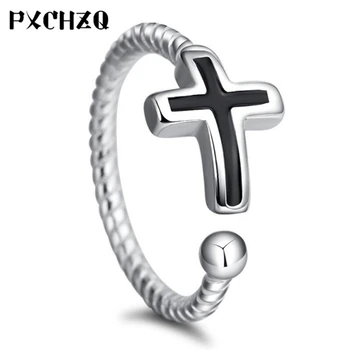 

Classic silver ring opening tide people Thai silver twist rope ancient silver ring retro cross ring men and women
