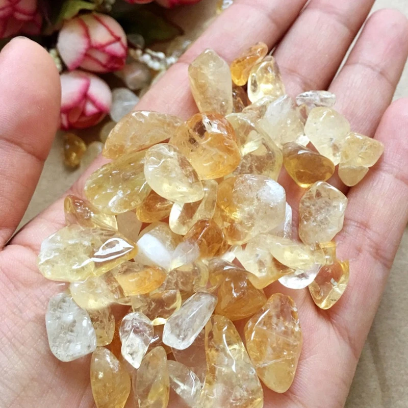 

100 Grams Natural Citrine Yellow Quartz Crystal Beautiful Stone 4-6mm Rock Polished Gravel Home Decoration LTT9444