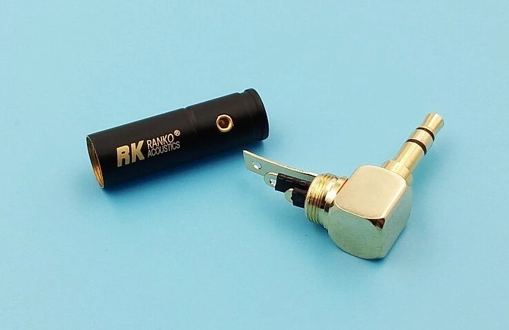 super qualily carbon black Gold plated 2 4mm 4 pole headphone jack audio plug for 6mm cable 20pcs