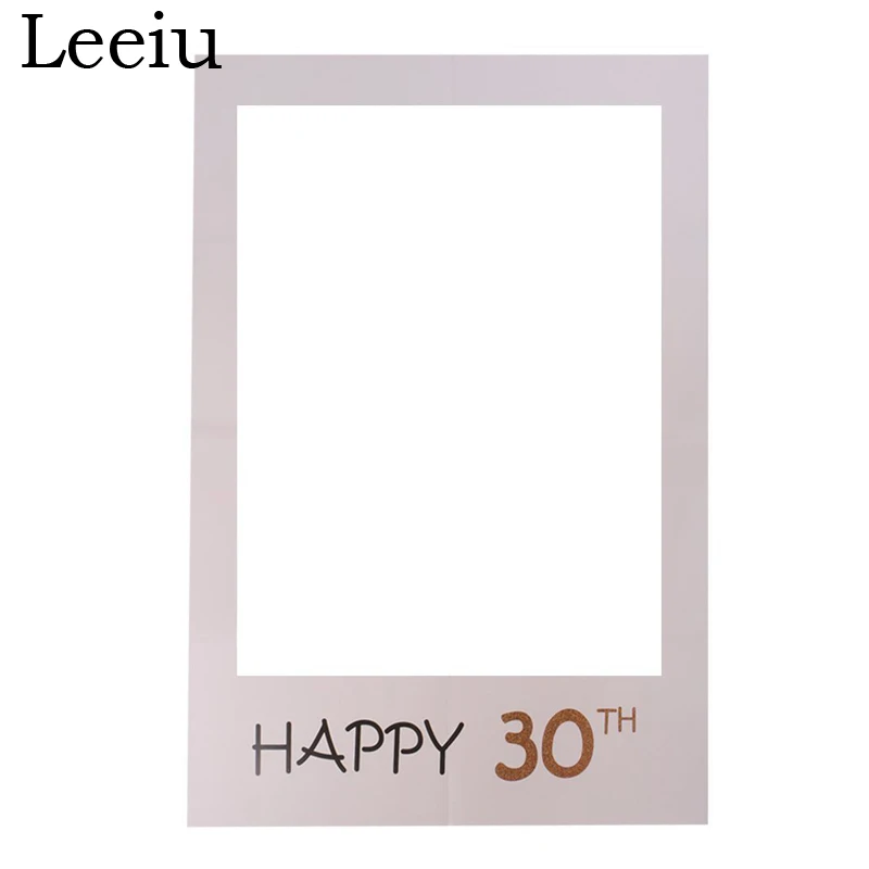 

Leeiu Happy 30th Photo Booth Props Birthday Banner Bunting Anniversary 30 years Birthday Photo Frame Party Decorations