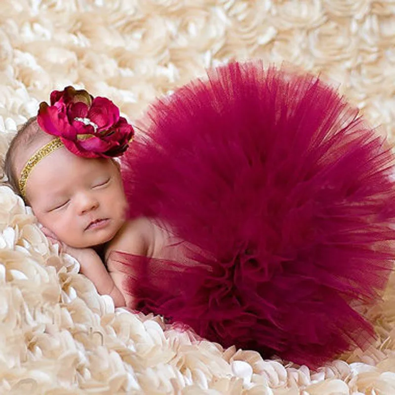 Hot Pink Newborn Tutu Photo Prop with Headband