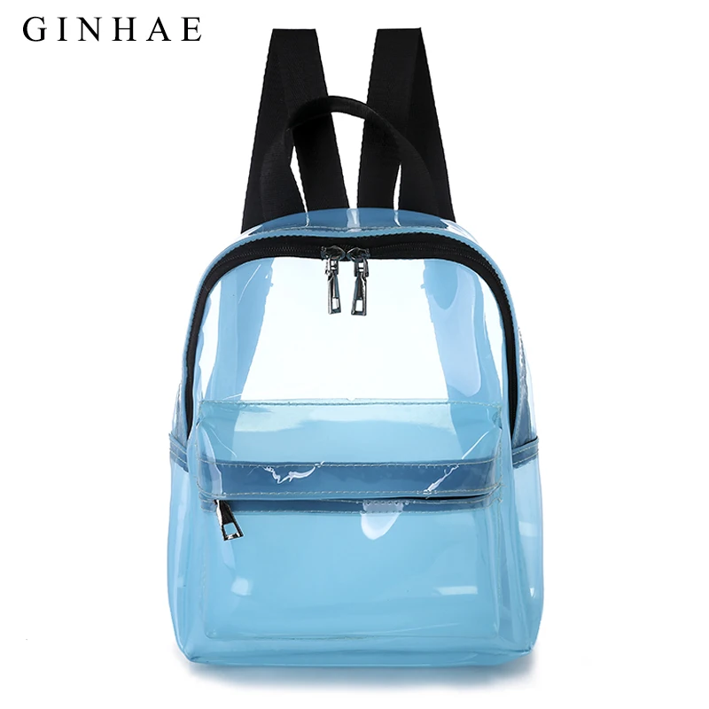 

Clear Transparent PVC Backpacks Candy Color Shoulder Bag School Backpack For Teenager Girls Solid Color Jelly Bolsa Mochila 2019
