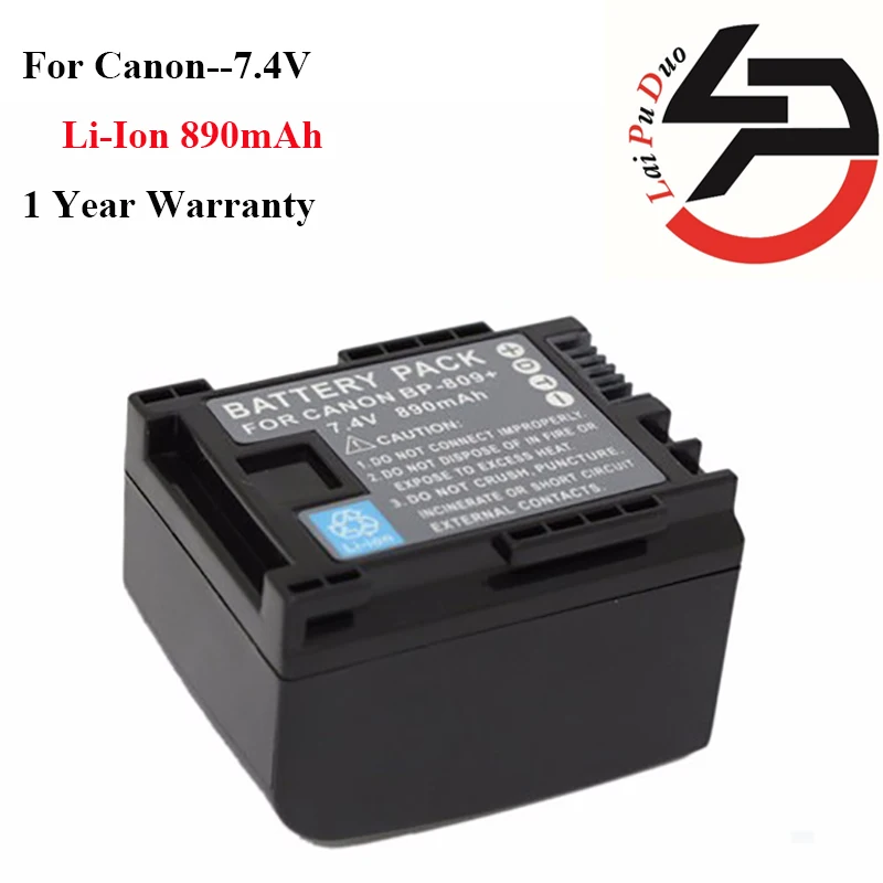 

New 890mah High Quality Replacement Camera Battery For Canon FS10 FS11 FS100 BP-819 BP-827 BP-809 M300 M31 S100 HF200 HG21