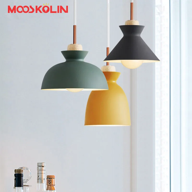 

Scandinavian Nordic Led Pendant Lights For Home Lighting Modern Hanging Lamp Wooden iron Lampshade E27 LED Bedroom Kitchen Light