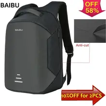 Новый мужской рюкзак от BAIBU для ноутбука 15,6 дюймов, рюкзак-антивор с функцией подзарядки через USB, женская школьная сумка для ноутбука, водонепроницаемый дорожный рюкзак из оксфорда