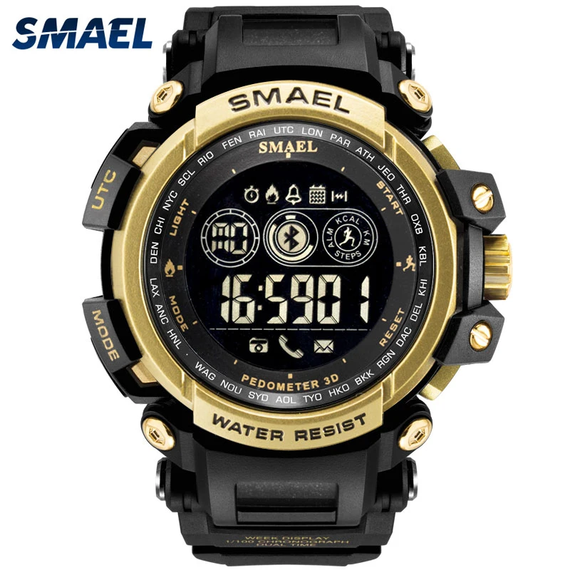 

SMAEL digital watches Men hours watch men's outdoor clock alarm chronograph sports Bluetooth Pedometer shock erkek kol saati