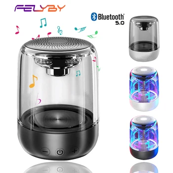 

FELYBY C7 Bluetooth 5.0 Speaker Transparent LED Colorful Rhythm Flashing Lights TWS 6D Surround HiFi Stereo Cool Speaker