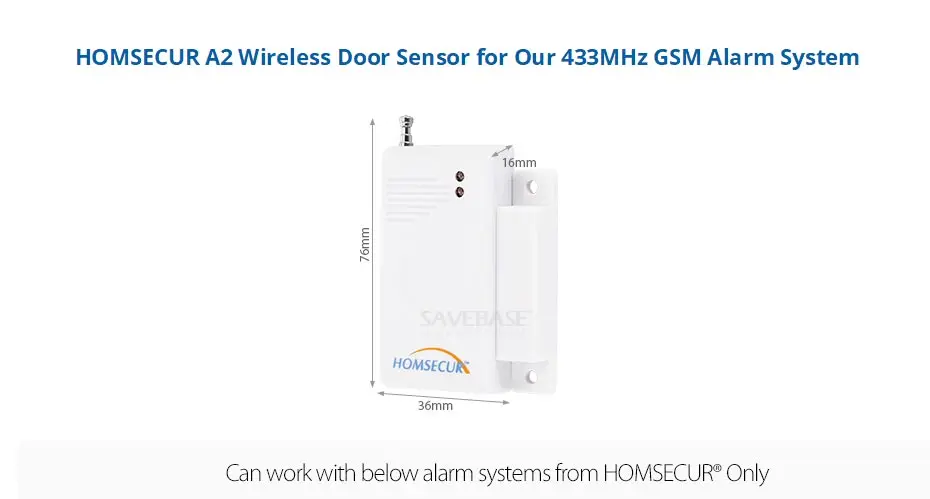 HOMSECUR A2 беспроводной датчик двери/окна для нашей 433 МГц 4G/3g/GSM/PSTN системы сигнализации