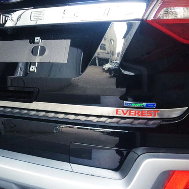 

Red Logo Stainless Steel Rear Tailgate Trunk back door Cover Trim For Ford Everest 2016 2017 2018 Car Accessories Styling