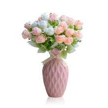 New Desgin Macarons Color Dried Flower Bowknot Wedding Vase Modern Pure And Fresh Hydroponic Flowers Sitting Room Decoration