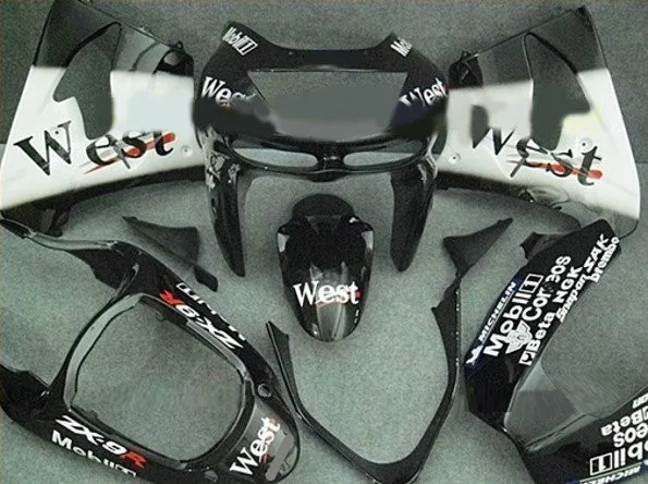 

Motorcycle Fairing kit for KAWASAKI Ninja ZX9R 1998 1999 ZX9R 98 99 WEST White gloss black Fairings set +7 gifts Sg15