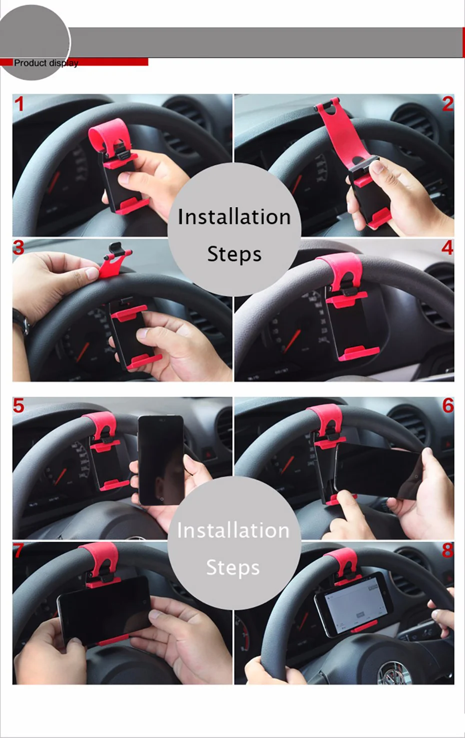 MOUSEMI Universal Car Phone Holder Clip Steering Wheel Flexible Rubber Holder For Bike Mount Mobile Cell Phone Stand Holder Car  (6)