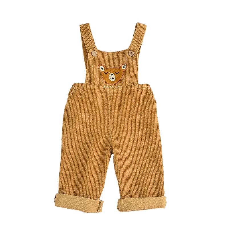 autumn baby boys and girls pants cute bear corduroy overalls kids bib pants