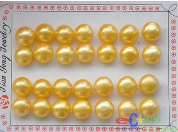 

Hot sale Free Shipping 14PCS >>>> Wholesale 14pair 12MM GOLDEN ROUND FRESHWATER PEARL EARRING