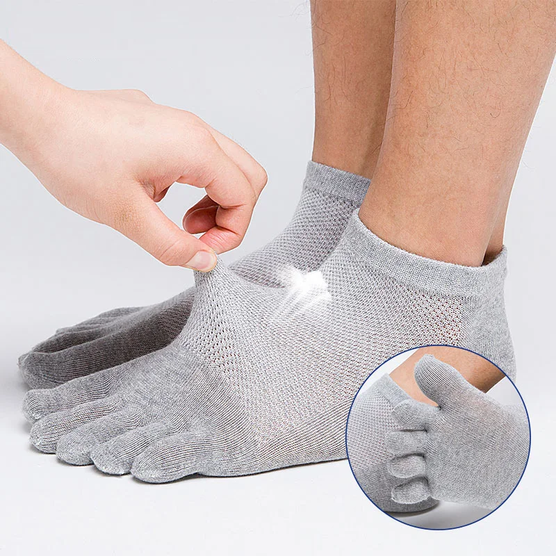 

Casual Solid 5 fingers Ankle Socks Men White Funny Socks Full Grip Breathable Softwear Non Slip Compression Male Toe Boat Socks