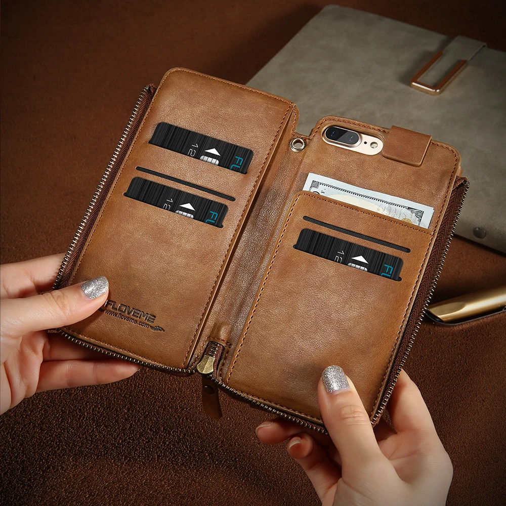 bilder für FLOVEME Brieftasche Abdeckung Für iPhone 6 6 s 7 Plus PU Leder Retro reißverschluss Für iPhone 6 6 s 7 Plus Kofferschalen Handtasche bilder für FLOVEME Brieftasche Abdeckung Für iPhone 6 6 s 7 Plus PU Leder Retro reißverschluss Für iPhone 6 6 s 7 Plus Kofferschalen Handtasche