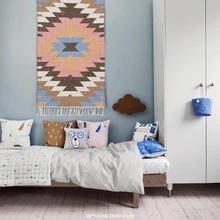 Шерсть красочный ковер ручной работы геометрический индийский ковер плед полосатый современный Богемия современный дизайн Йога килим скандинавском стиле