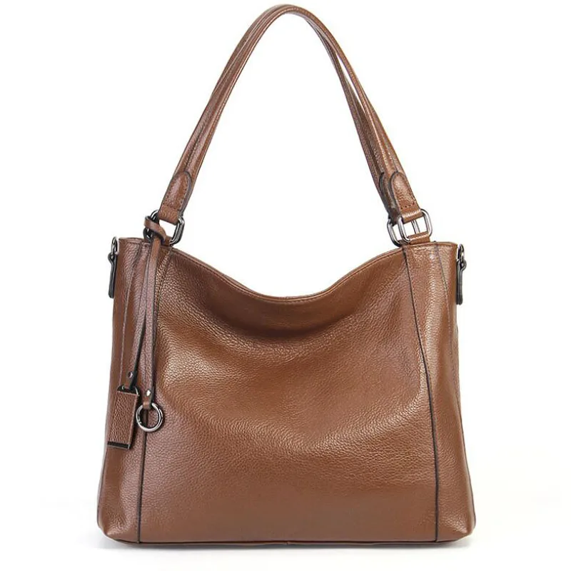 

2019 Women's bag new lychee pattern cowhide bag Europe and America fashion handbag casual shoulder bag