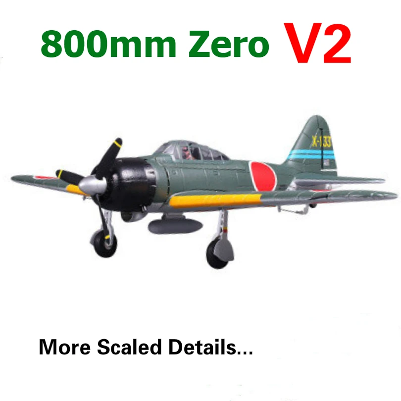 FMS 800 мм мини истребитель Зеро A6M3 V2 зеленый 4CH 2S EPO PNP RC самолет маленькая модель Warbird