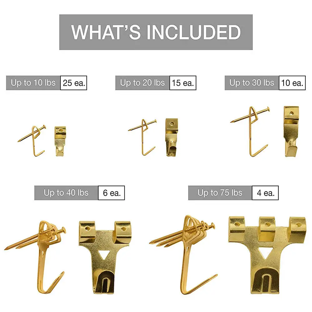 

200 Pcs/set Photo Picture frame hanging kit with wire hooks assortment kit nails alloy and plastic