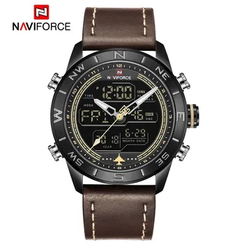 

Fashion NAVIFORCE Luxury Men WatchBrand Sports Watches Men's Waterproof Quartz Date Clock Man Leather Army Military Wrist Watch