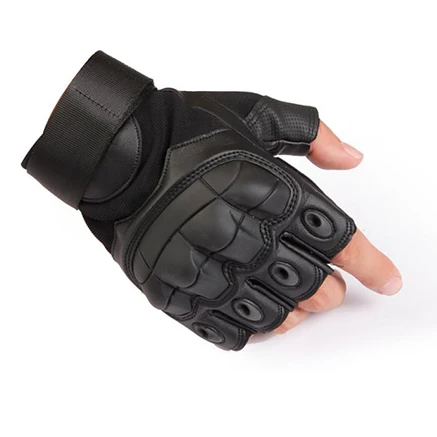 Перчатки без пальцев для мотоцикла, для езды на мотоцикле, для мотокросса, байкера, резиновые, жесткие, для пальцев, на полпальца, защитное снаряжение для мужчин и женщин - Color: P10-Black