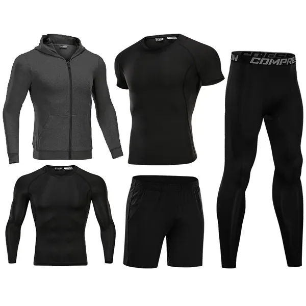 5pcs set 05 Сжатия Для Мужчин's одежда для бега 3/4/5 шт./компл. быстросохнущая спортивные костюмы баскетбольные тайтсы одежда тренажерный зал Фитнес спортивной - Цвет: 5pcs set 05