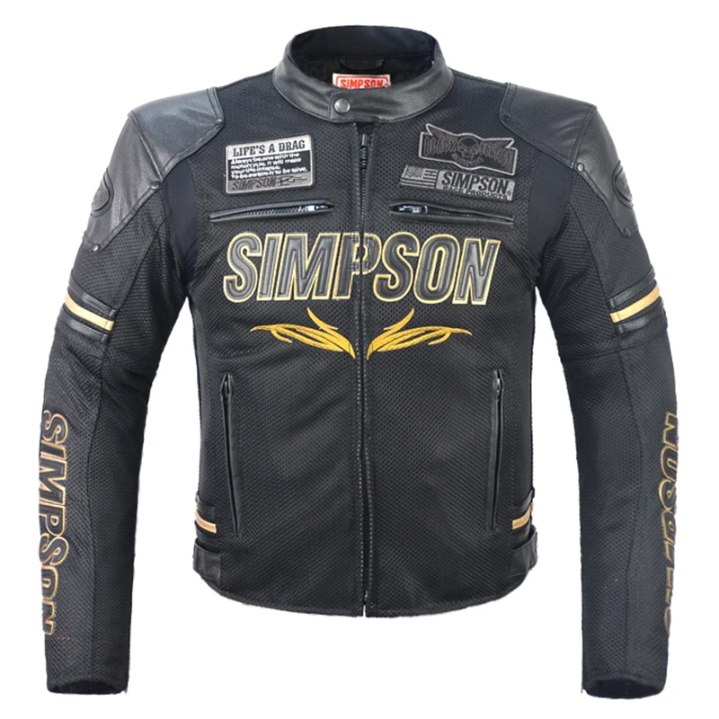 Simpson PU leather motorcycle road racing jacket motorbike jacket protectors motocross leather