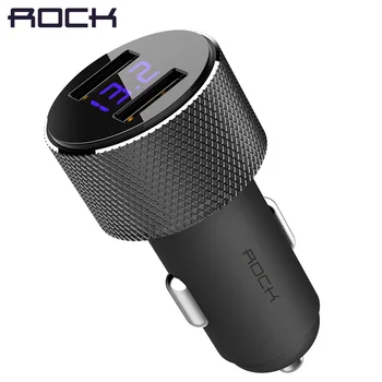 

ROCK LCD Digital Display Dual USB Car-Charger, Universal 3.4A LED 2 USB Car Charger adapter for Mobile Phones for Tablet PC