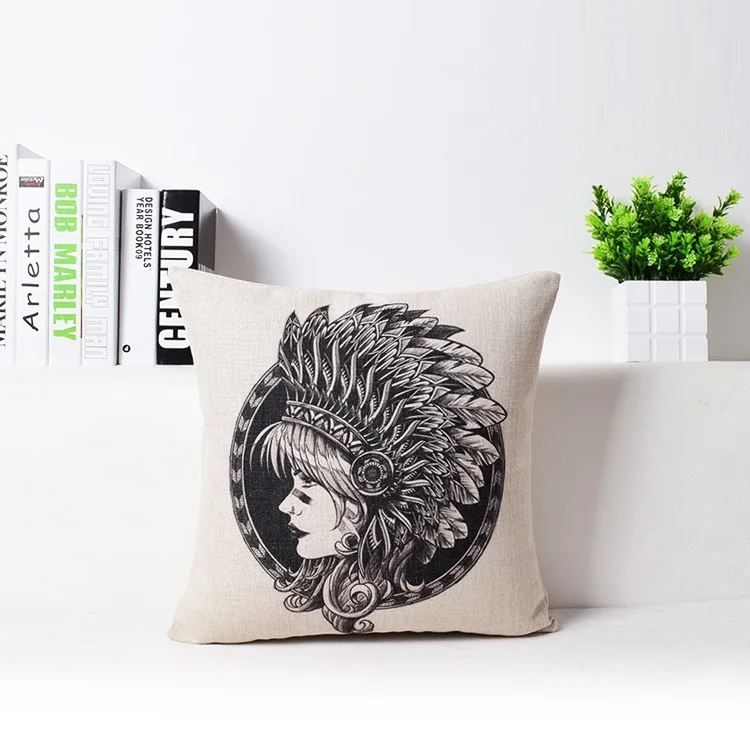 

17 Inches Black and White Modern Creative Thicken Cotton and Linen Pillowcase Sofa Office Nap Cushion Cover Home Decoration