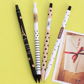 S09 3X Simple Polka Dots Striped Mechanical Pencil Writing School Office Supply Kid Student Stationery Automatic Pencil