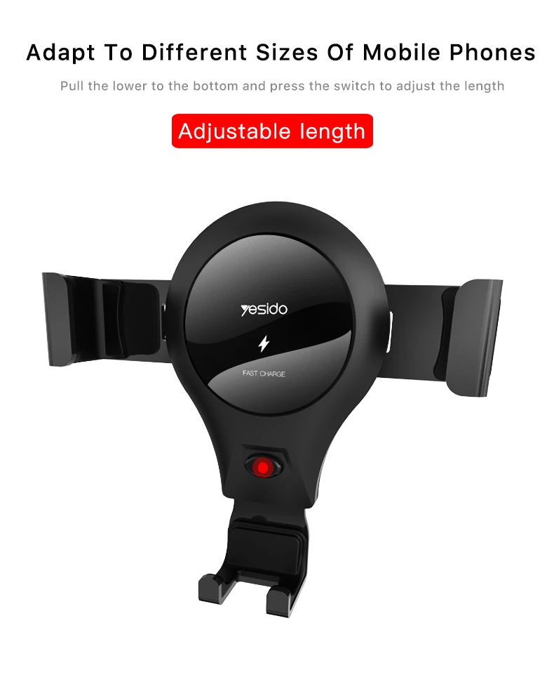 Car Qi Wireless Fast Charger Gravity Car Phone Holder Stand