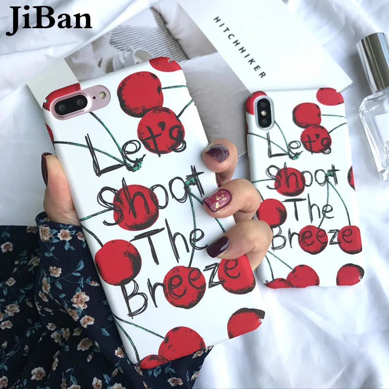 JiBan для iphone X чехлы телефонов в стиле ретро с фруктовыми вишнями Модный милый