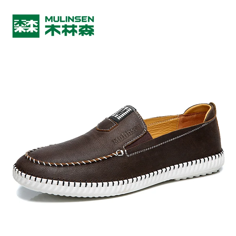 

MULINSEN Good Quality Nuck Leather Rubber Sole Men's Skateboard Shoes Spring Autumn Waterproof Slip On Style Male Shoes 270219