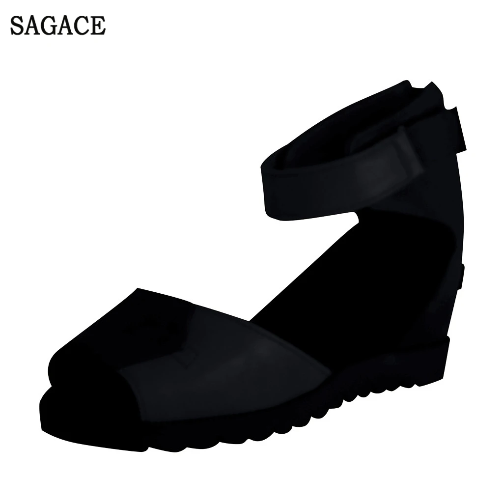 SAGACE/женские модные туфли на танкетке с открытым носком Туфли толстой подошве