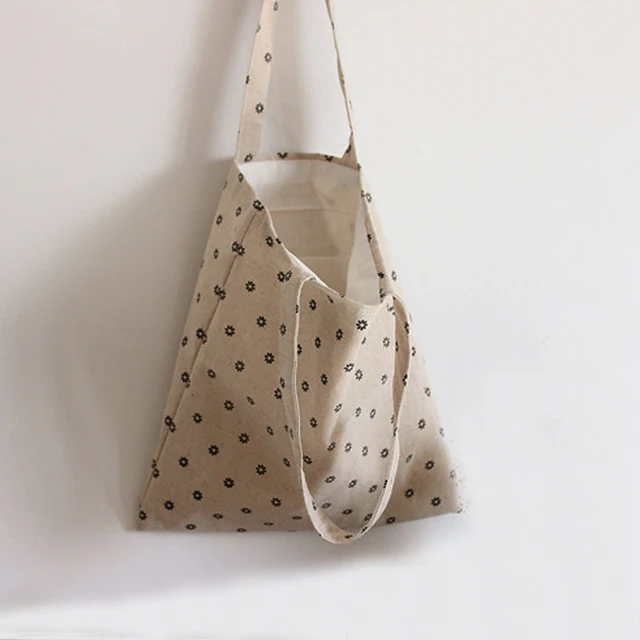 Linen Fl Cloth Bags Ping White Black Daisy Flower Reusable Linen Fl Cloth Bags Ping White Black Daisy Flower Reusable Bag Cotton Handbags Grocery