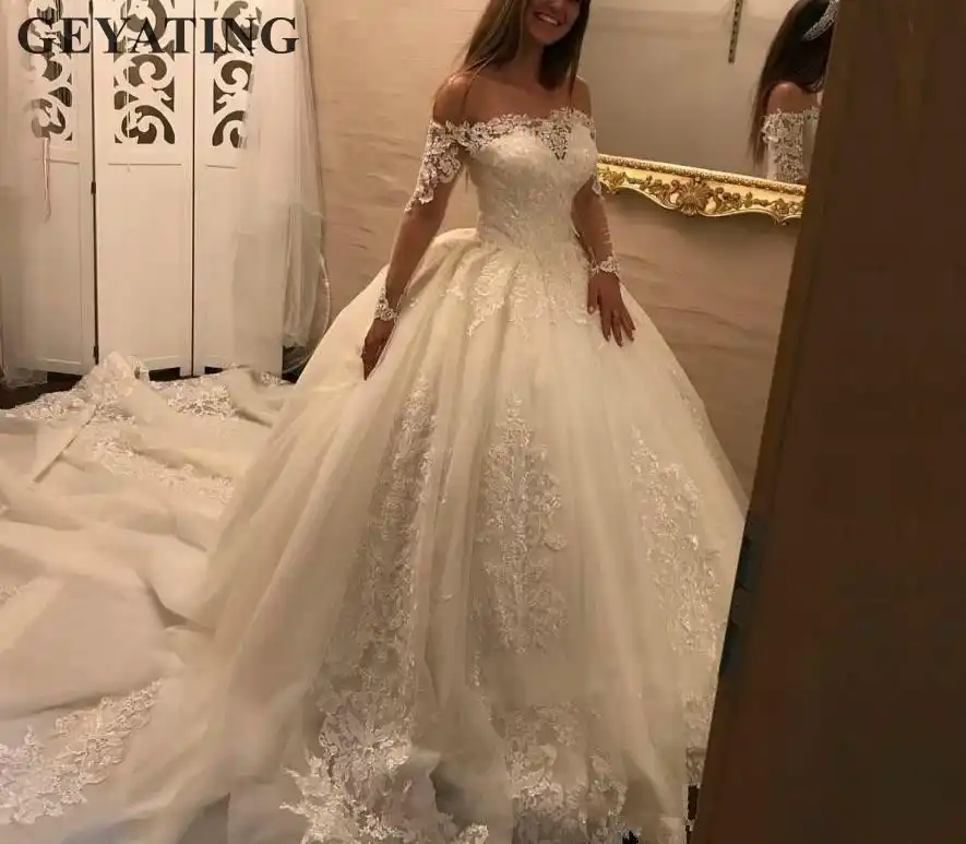 off the shoulder elegant wedding dress