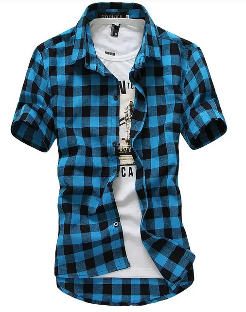Aliexpress.com : Buy Men Plaid Shirt 2019 Summer Style Fashion Casual ...