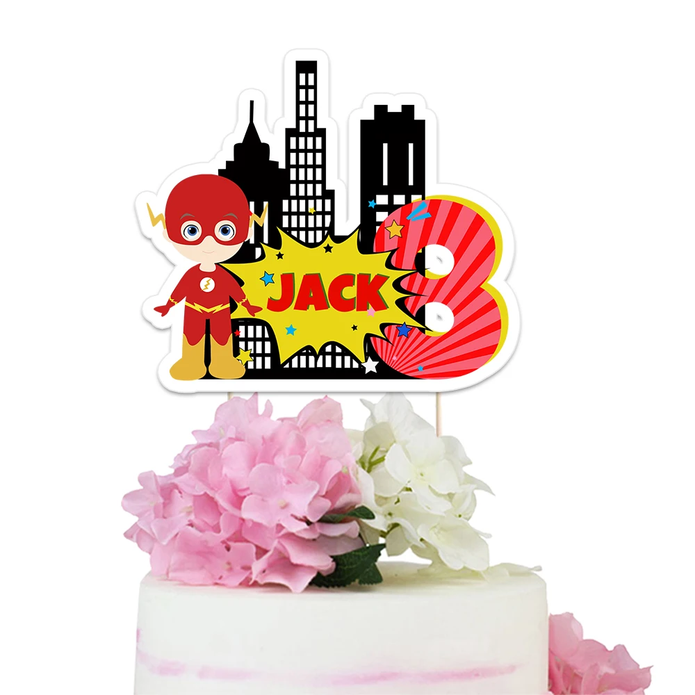 Флэш торт Топпер супер геройская тематика бумажный торт Топпер вечерние поставки Дети День Рождения Вечеринка для украшения детского душа на заказ - Цвет: 8
