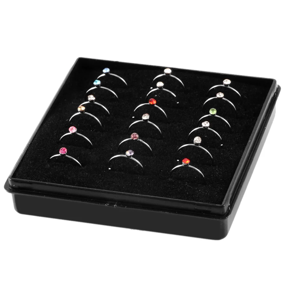 

18Pcs Stainless Steel Nose Open Hoop Ring Nose Ring Piercing Nose Studs With Box Trendy Body Piercing Jewelry