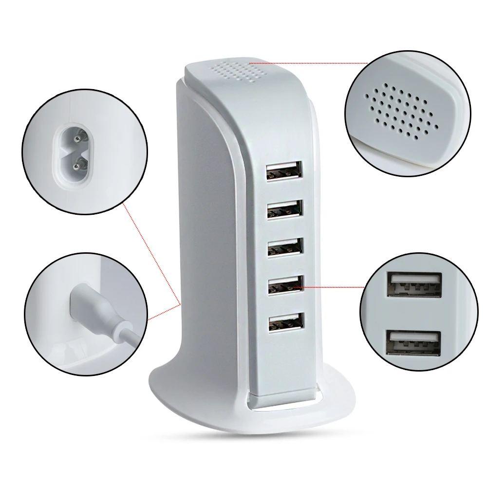 Charge Dock Cell Phone USB Wall Charger 5 Port Charging Desktop Hub