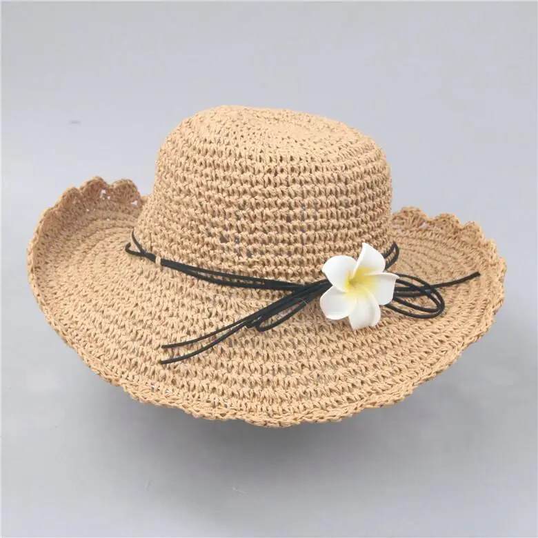 Модная женская шапка с цветком, ручная работа, соломенные повседневные шляпы с широкими полями, летняя шляпа для родителей и детей, милая пляжная шляпа