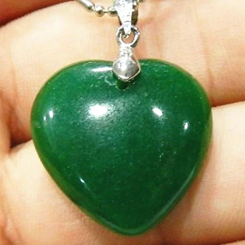 

Free Shipping Fashion Style 25mm Green Stone chalcedony jades Heart-shaped Pendant High Grade Women Jewelry Findings MY5229